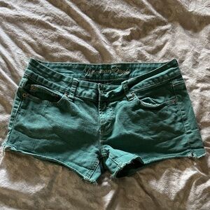 Women's Teal Green Denim Cutoff Short Shorts